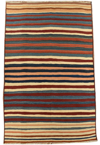 Vintage Kelim Ghashghai mit Streifen Muster 131 x 223 cm