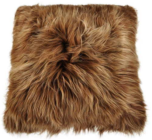 Lambskin cushion brown 80 x 80 cm