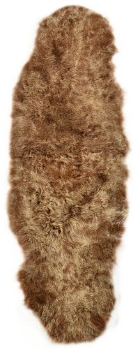 Icelandic Lambskin rug dyed brown 170 x 60 cm