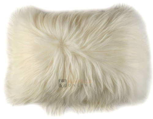Lambskin cushion natural white long haired  35 x 55 cm