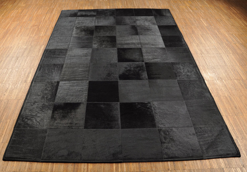 Patchwork Cowhide Rug Black Dyed 180 X, How To Make A Patchwork Cowhide Rug
