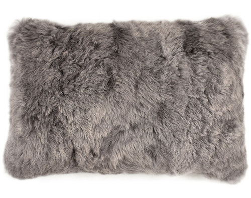 Lambskin cushion silver grey long haired  35 x 55 cm