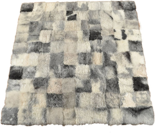 Lambskin rug grey 200 x 200 cm