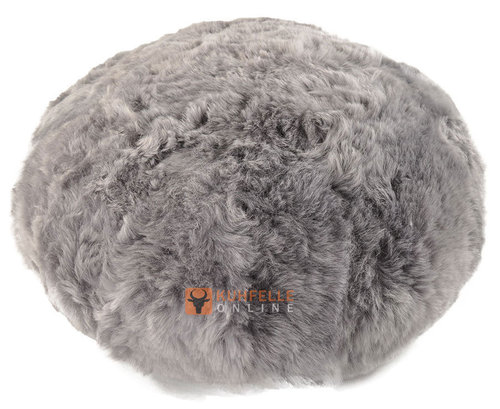 Lambskin floor cushion silver grey round Ø 56 cm