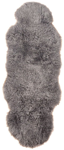 Öko Lammfell Bettvorleger silber grau 200 x 60 cm
