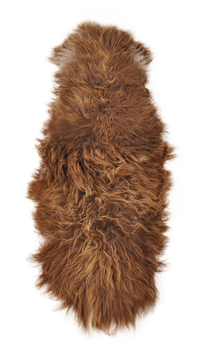 Icelandic Lambskin rug  brown 195 x 65 cm