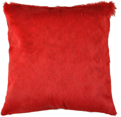 cowhide cushion cover red dyed genuine 50x50 cm