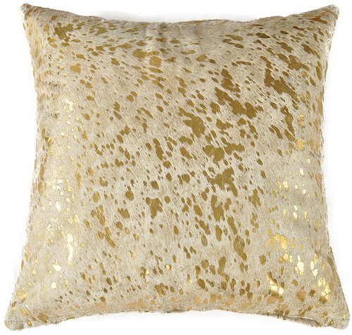 cowhide cushion gold effect 50x50 cm