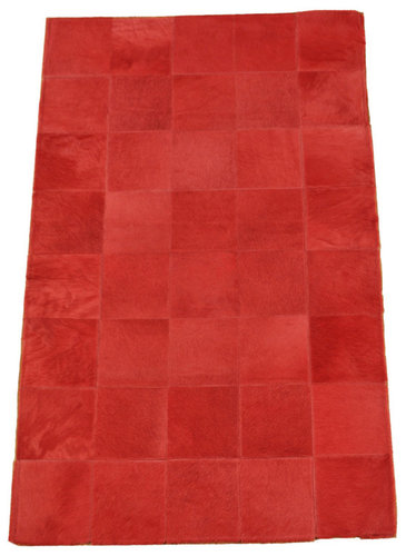KUHFELL TEPPICH ROT 100 x 160 cm