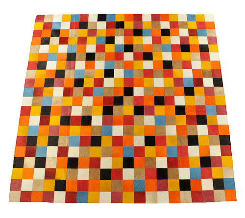 cowhide rug multicolor 200 x 200 cm