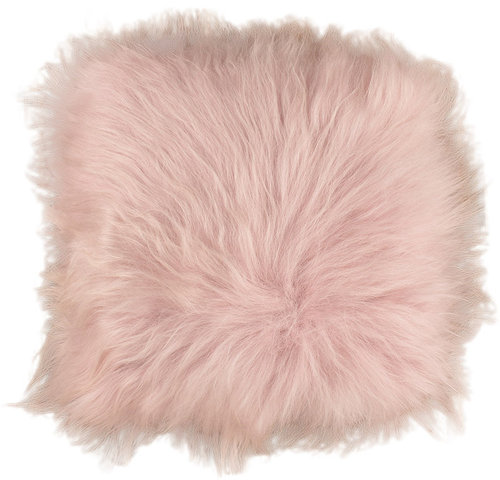 Lambskin cushion pink pale long haired 40 x 40 cm
