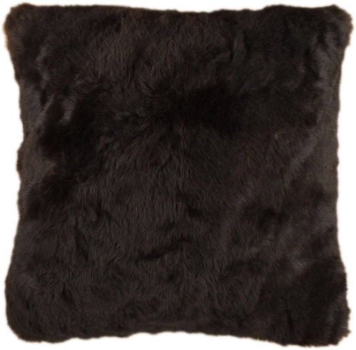 Lambskin cushion black long haired  50 x 50 cm