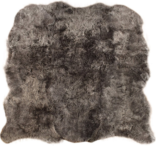 Öko Lammfell Teppich grau gefärbt 180 x 160 cm