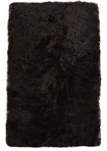 Öko Lammfell Teppich schwarz natur kurzwollig 200 x 120 cm