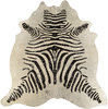 Kuhfell Stierfell weiss Silber mit Zebra Optik 220 x 180 cm