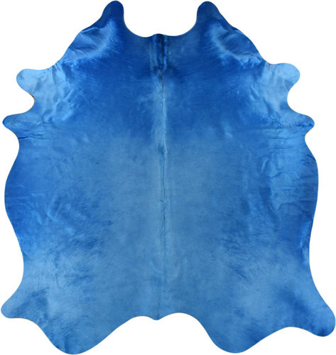 COWHIDE RUG BRIGHT BLUE DYED 170 x 220 cm