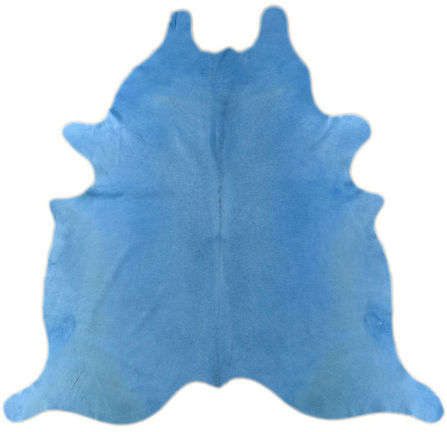 COWHIDE RUG BRIGHT BLUE DYED 190 x 160 cm