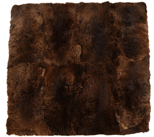 Eco lambskin rug natural brown 200 x 200 cm