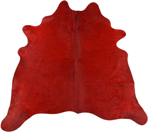 DYED COWHIDE RUG DARK RED 180 x 180 cm