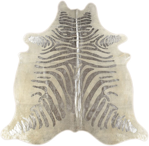 Kuhfell Kalbfell grau silber mit Zebra Prägung 190 x 160 cm