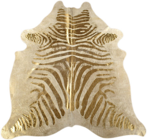 Kuhfell Zebra mit Gold Prägung 195 x 165 cm
