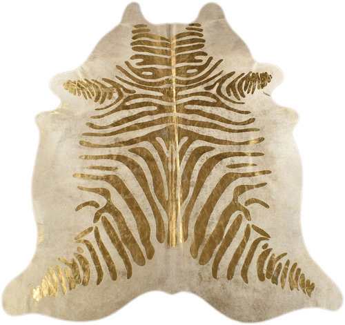 Kuhfell Zebra mit Gold Prägung 190 x 180 cm