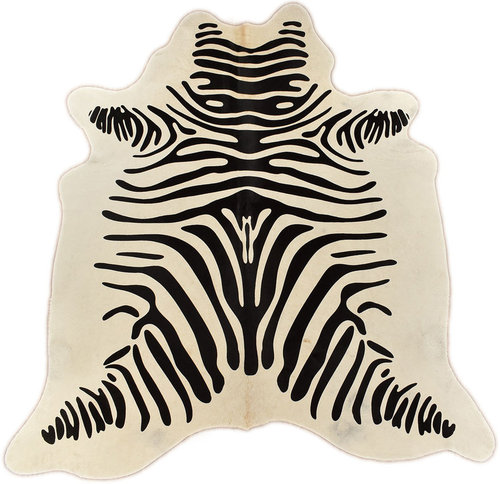 Premium Kuhfell Stierfell weiss mit Zebra Optik 190 x 170 cm