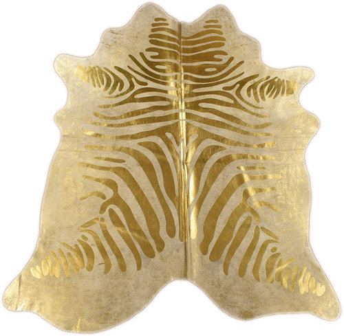 Premium Kuhfell Zebra mit Gold Prägung 210 x 160 cm