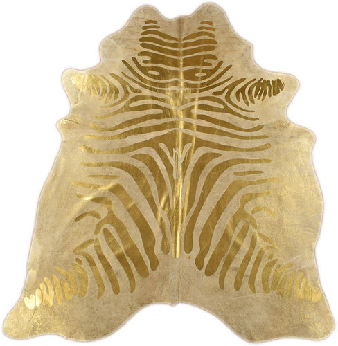 Premium Kuhfell Zebra mit Gold Prägung 210 x 165 cm