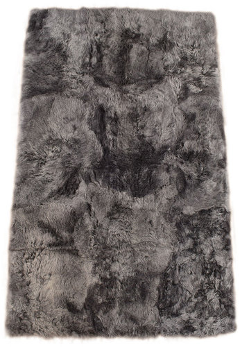 Island Lammfell Teppich grau gefärbt 200 x 120 cm kurzwollig