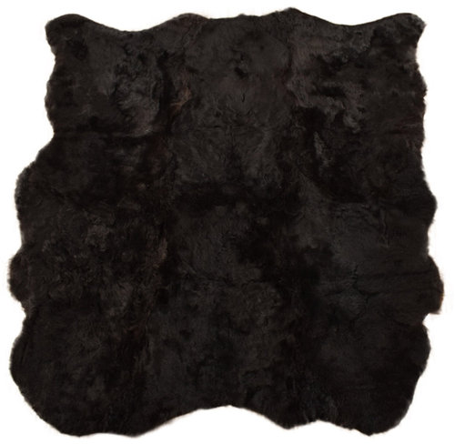 Lammfell Teppich schwarz natur kurzwollig 170 x 190 cm