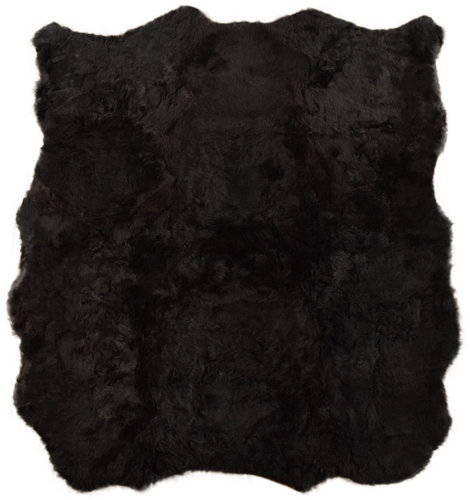 Lammfell Teppich schwarz natur kurzwollig 160 x 190 cm