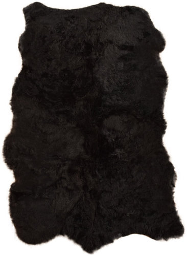 Öko Lammfell Teppich schwarz natur kurzwollig 195 x 120 cm