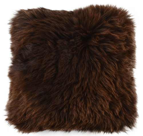 Lambskin cushion brown 42 x 42 cm