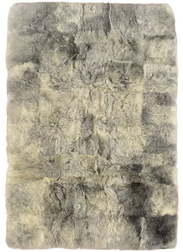 Lambskin rug patchwork natural grey 160 x 100 cm