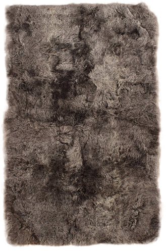 Island Lammfell Teppich graubraun gefärbt 170 x 100 cm kurzwollig