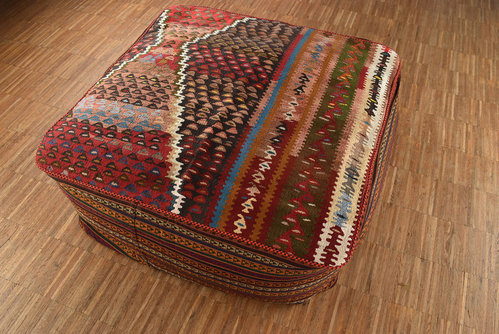Kilim pouf floor cushion 80 x 80 x 30 cm