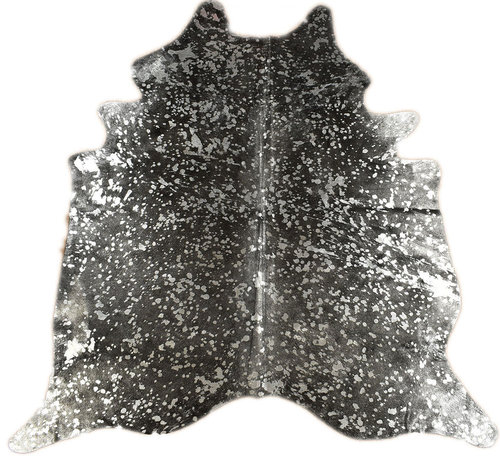 cowhide rug black silver 230 x 190 cm