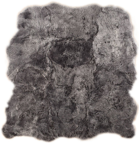 Öko Lammfell Teppich grau gefärbt 190 x 160 cm