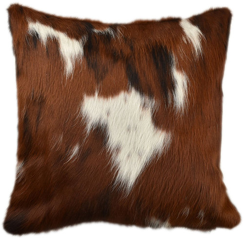 cowhide cushion cover tricolor brown & white 50 x 50 cm