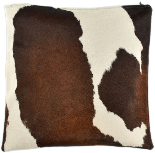 cowhide cushion cover tricolor brown & white 50 x 50 cm