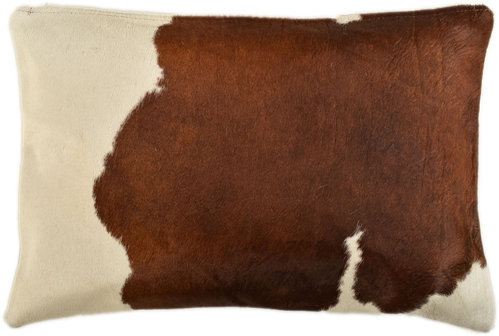 cowhide cushion cover brown & white 40 x 60 cm