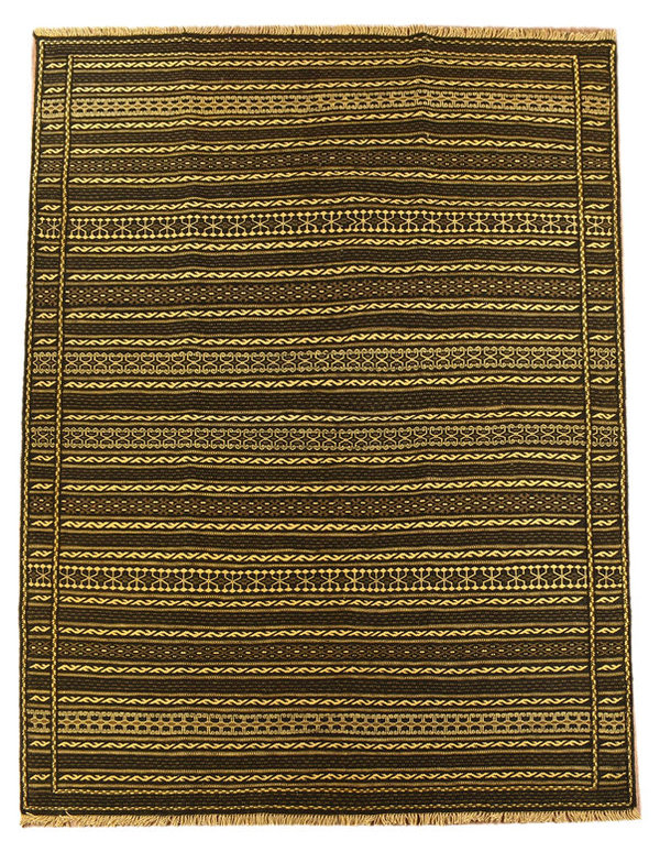 Nomaden Teppich Kelim Kalat  schwarz gold 210 x 162 cm bei Nomad Art kaufen