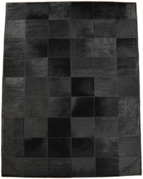 patchwork cowhide rug black dyed 180 x 120 cm