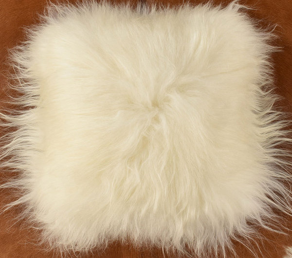 Lambskin cushion cover natural white long haired  35 x 35 cm