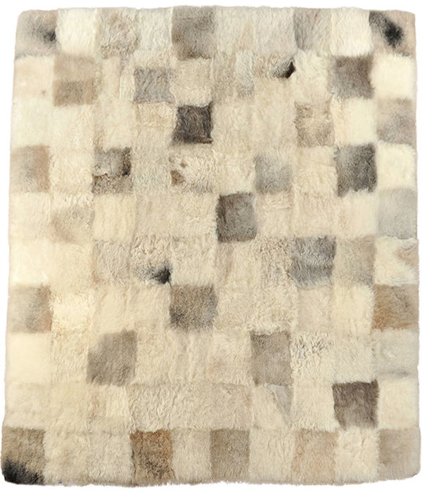 Öko Lammfell Teppich Überwurf  grau beige 200 x 200 cm