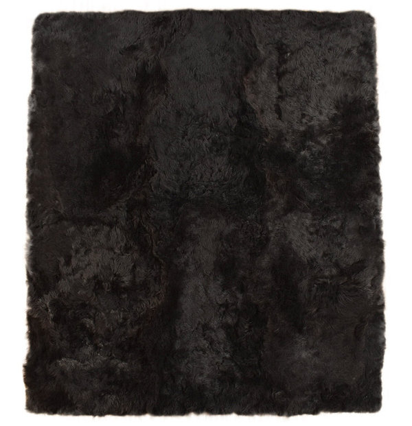 Öko Lammfell Teppich schwarz natur kurzwollig 200 x 170 cm