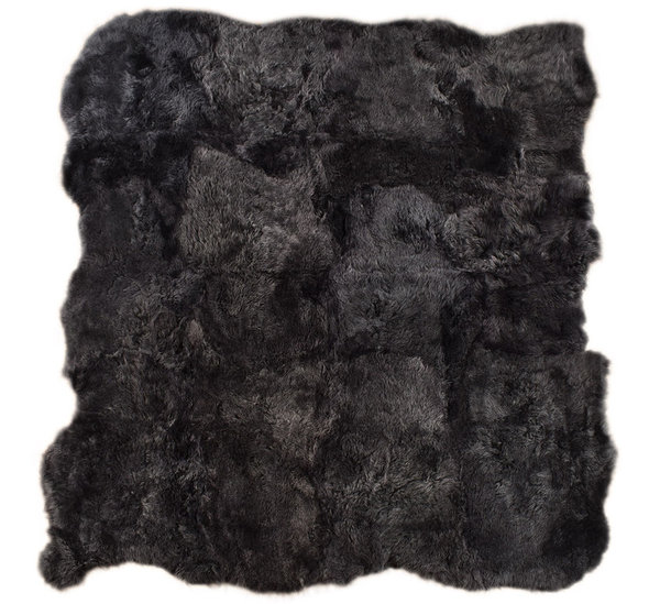 Öko Lammfell Teppich grau schwarz graphit 210 x 230 cm
