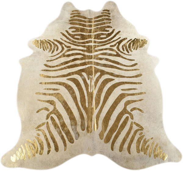 Kuhfell Zebra mit Gold Prägung 190 x 170 cm