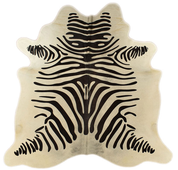 Premium Kuhfell Stierfell weiss mit Zebra Optik 195 x 180 cm